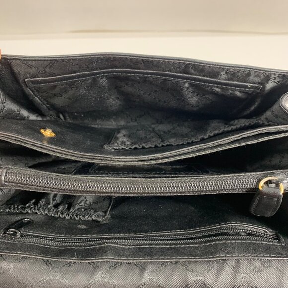 Etienne Aigner Front Flap Black Leather Crossbody Shoulder Bag Buckle Straps Y2K - Picture 12 of 12